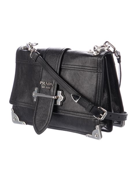 Prada Women’s Glace Cahier Small Calf Shoulder Bag Black